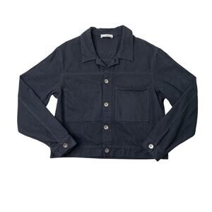 Ninety Percent Jacket Mens L Large Black Organic Cotton Button Up Denim Trucker